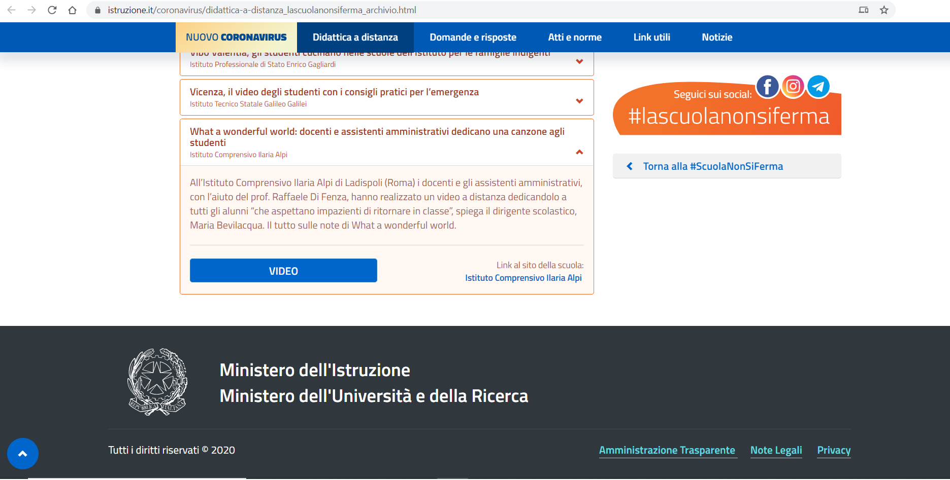 Dal MIUR il riconoscimento della nostra vicinanza alla comunità scolastica