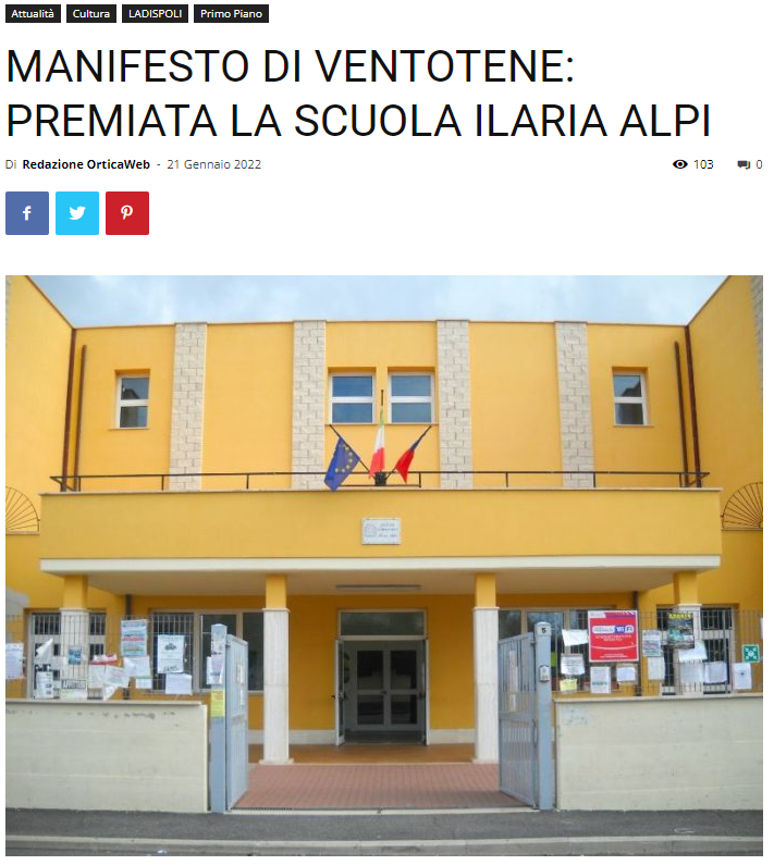 Tris di premi per la Scuola Ilaria Alpi di Ladispoli